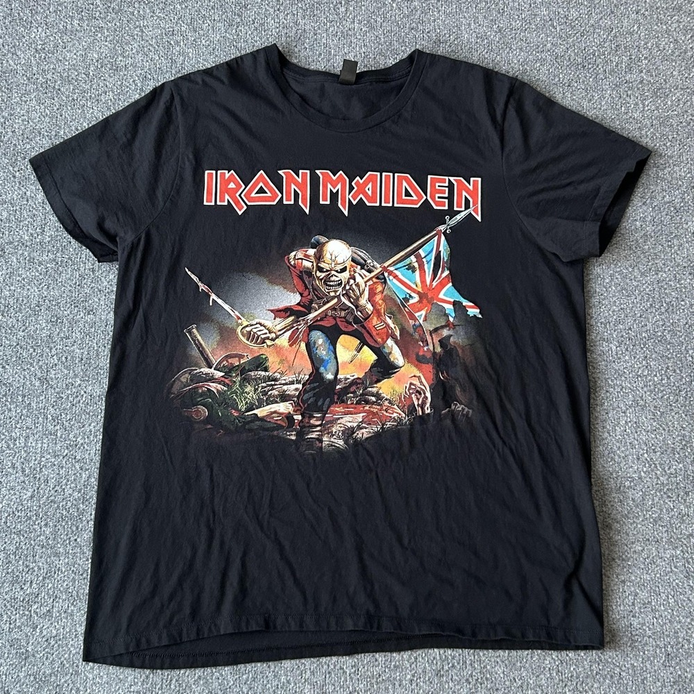 Iron Maiden Shirt‎ Mens 2XL Black Eddie The Trooper Graphic Band Metal Tour Tee